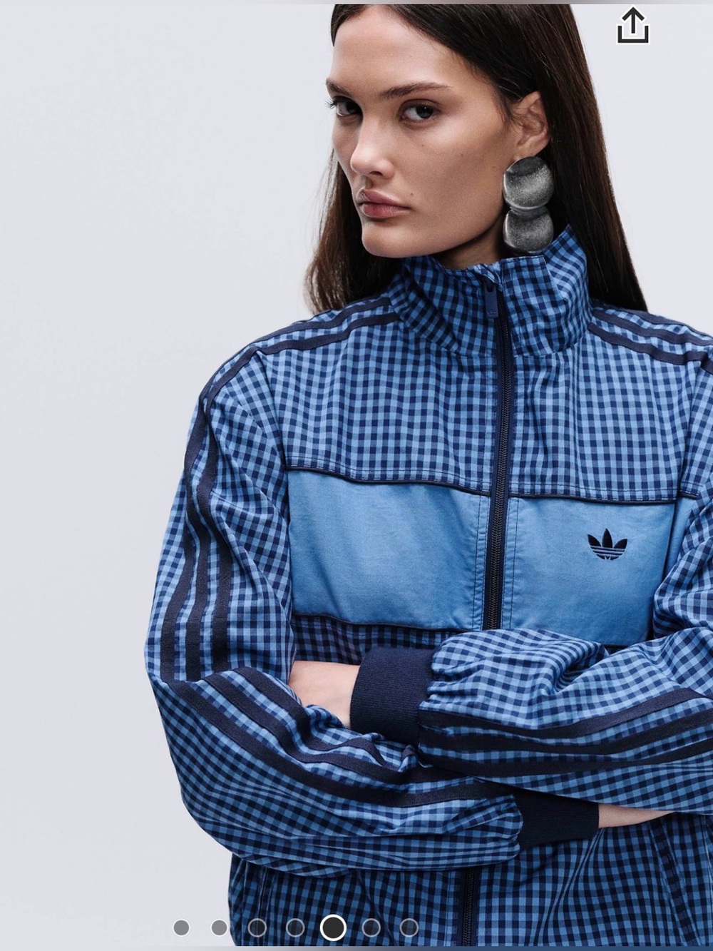 NWT adidas Originals x ASOS track jacket in blue gingham - Picture 3 of 4